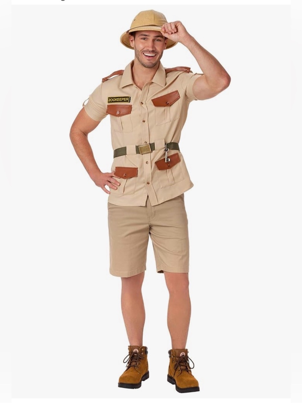Zookeeper,Park Ranger or Archaeologist Costume,Men Large Shirt,Hat,Keys,badges